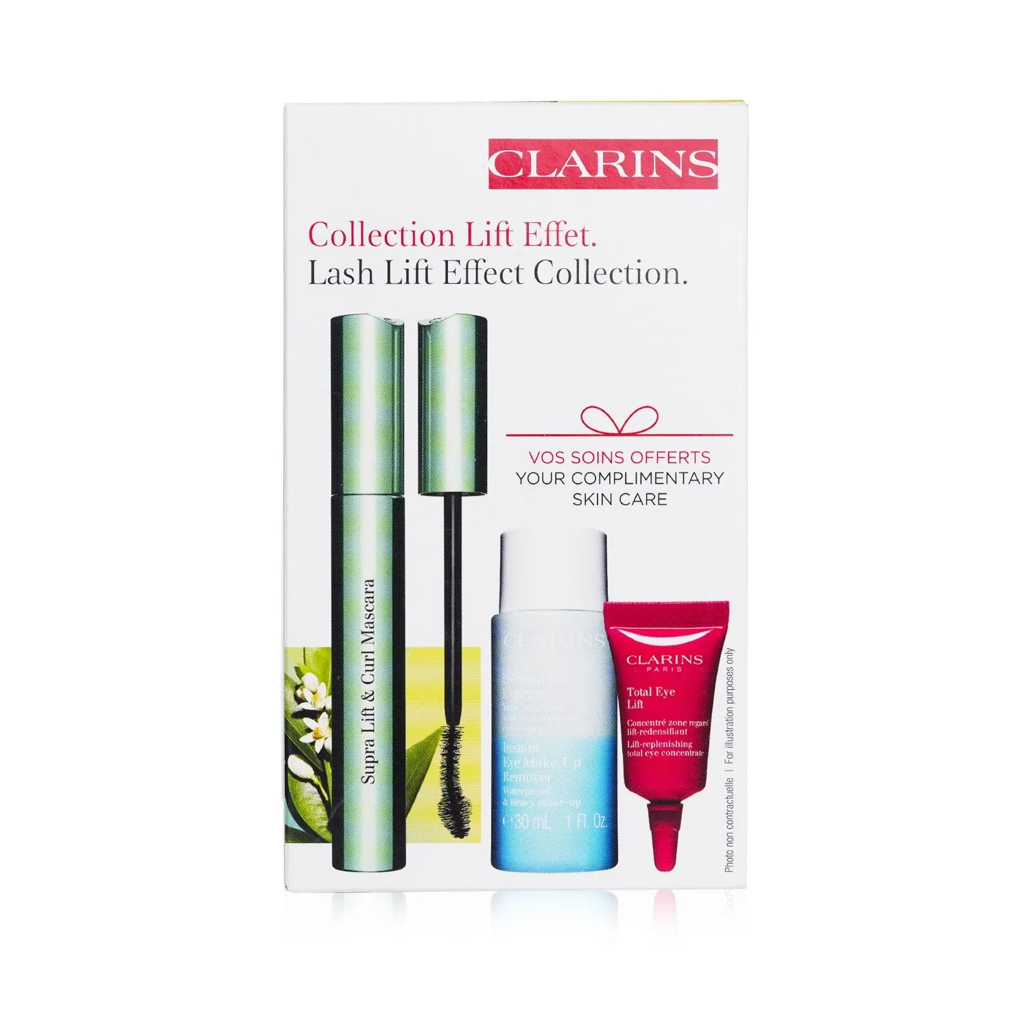 Clarins Lash Lift Effect Collection: Supra Lift & Curl Mascara 8ml Eye Makeup Remover 30ml Total Eye Lift 3ml  3pcs
