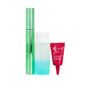 Clarins Lash Lift Effect Collection: Supra Lift & Curl Mascara 8ml Eye Makeup Remover 30ml Total Eye Lift 3ml  3pcs