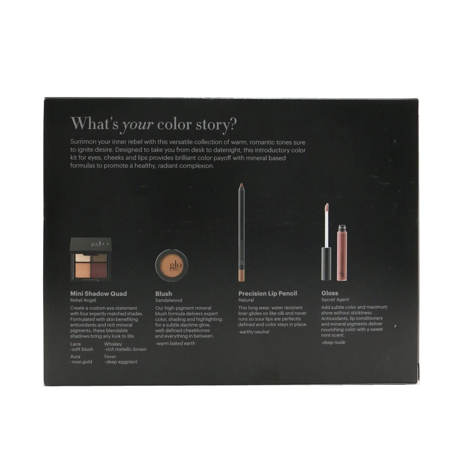 Glo Skin Beauty Desk to Datenight (Mini Shadow Quad   Blush   Lip Pencil   Lip Gloss) - # Rebel Angel  4pcs