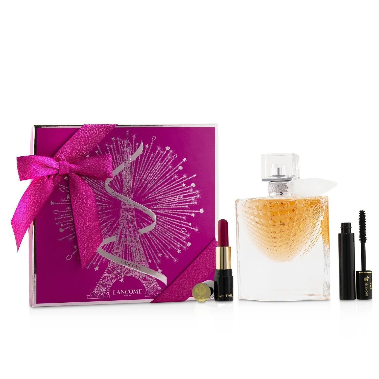 Lancome La Vie Est Belle L'Eclat Coffret: L'Eau De Parfum Spray 50ml   Hypnose Custom Wear Volume Mascara #01 Noir Hypnotic   L' Absolu Rouge Hydrating Shaping Lipcolor #378 Rose Lancome (Matte)  3pcs