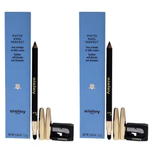 Sisley Phyto Khol Perfect Eyeliner With Blender and Sharpener - 1 Black by Sisley for Women - 0.04 oz Eyeliner - Pack of 2